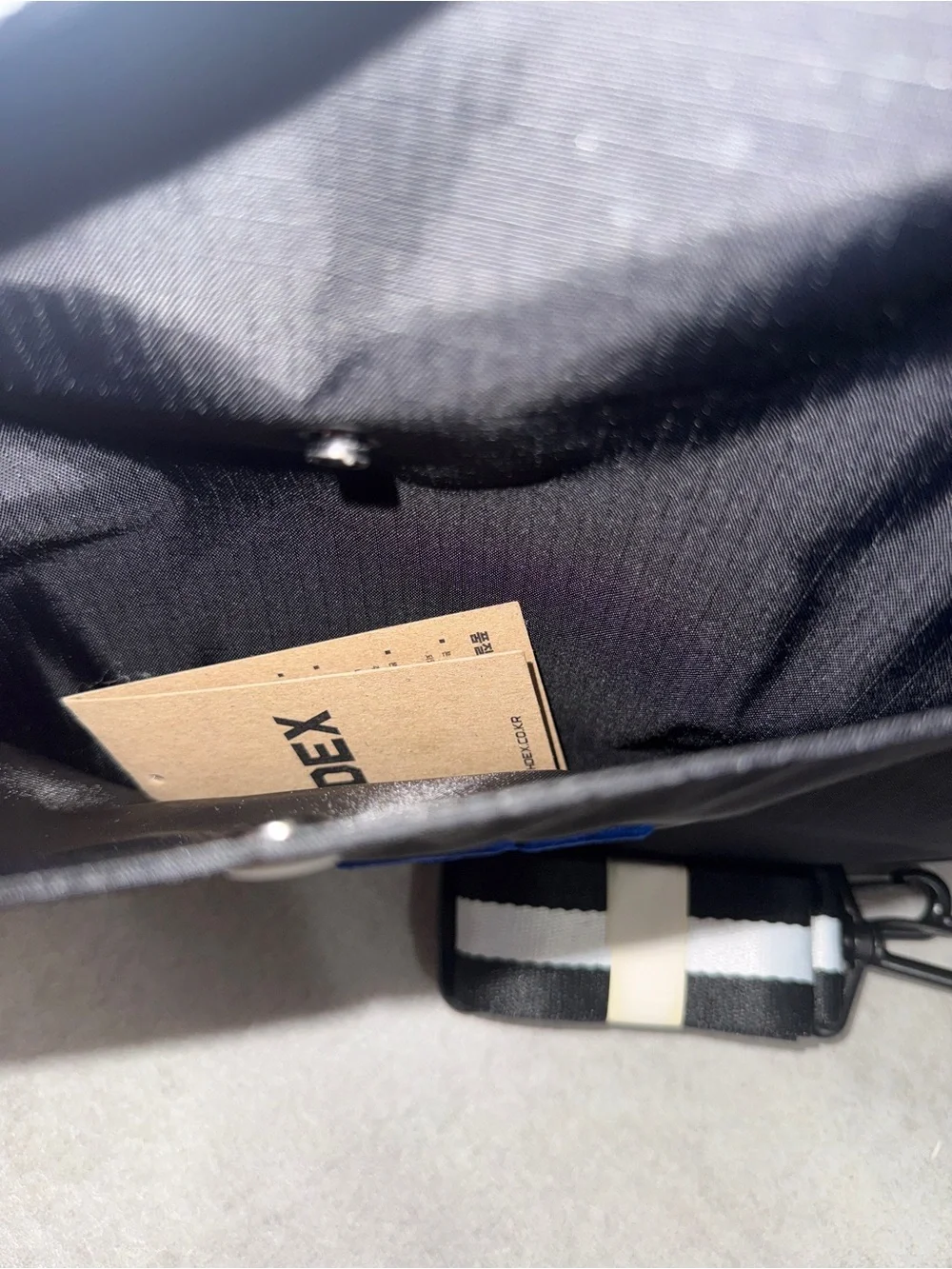 HDEX Black Duffel Bag with White Straps